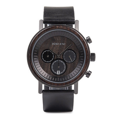 Chronograph Men Watches | Stylish Watch with Double push clasp | Zebra wood men watch for Boys
