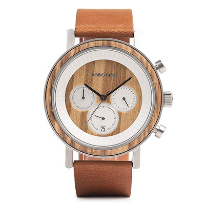 Chronograph Men Watches | Stylish Watch with Double push clasp | Zebra wood men watch for Boys