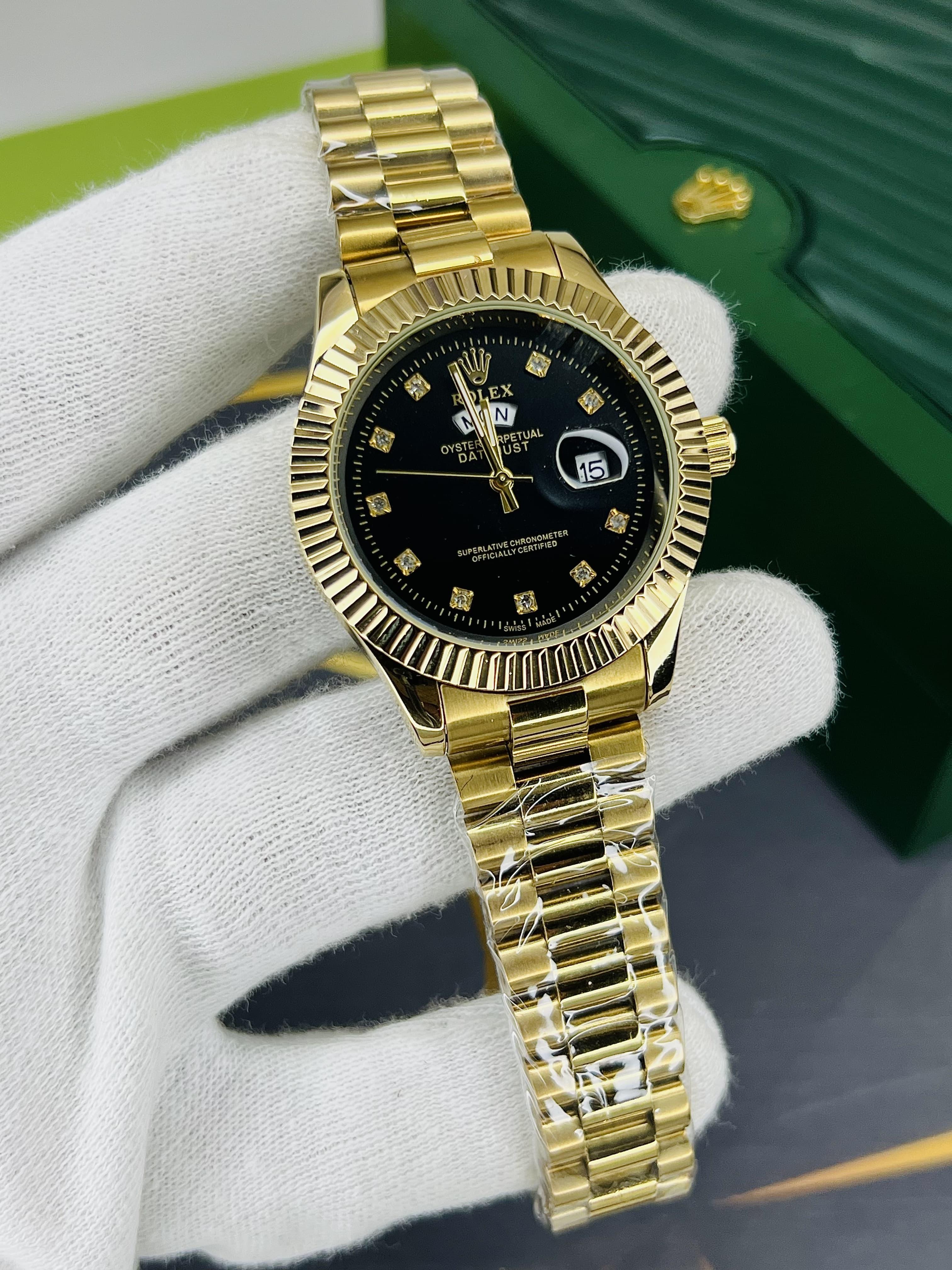 Rolex Inspired Chain Watches | Elegent Gold Dial . Premium Look