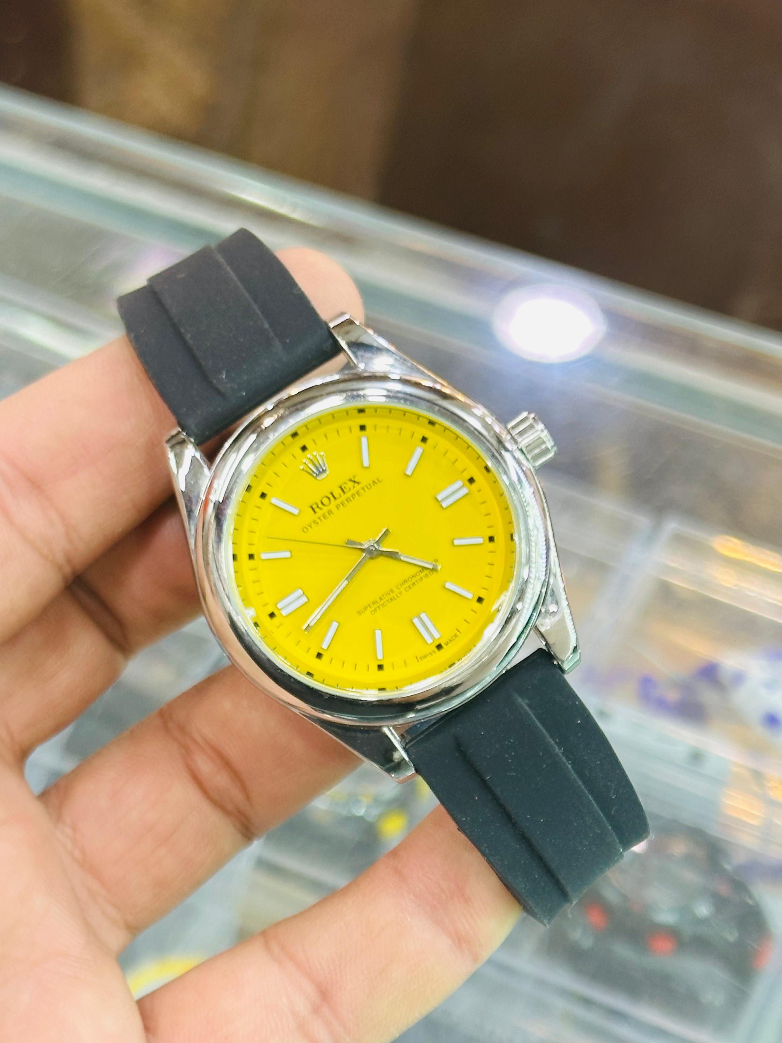 Rolex Style  Dial Watch - Elegant  Leather Strap Watch For Men