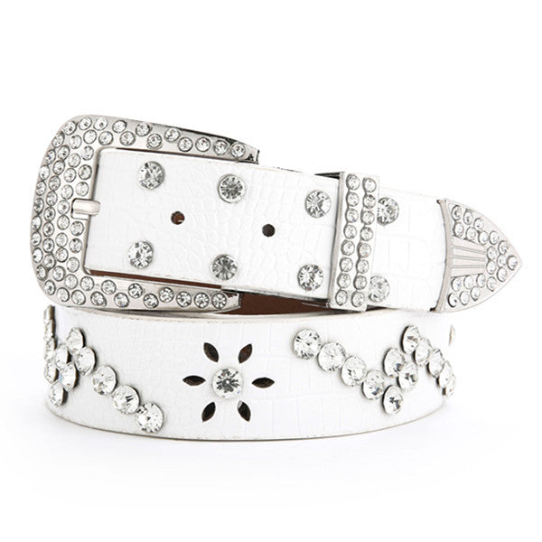 Fashionable And Versatile White Decorative Ladies Korean Jeans Wide Belt