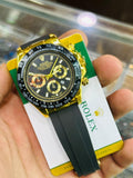Rolex Belt Chronograph Watch - Gold & Black Sports Watch