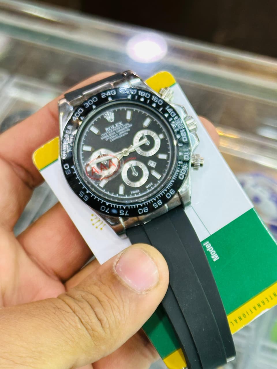 Rolex Belt Chronograph Watch - Gold & Black Sports Watch