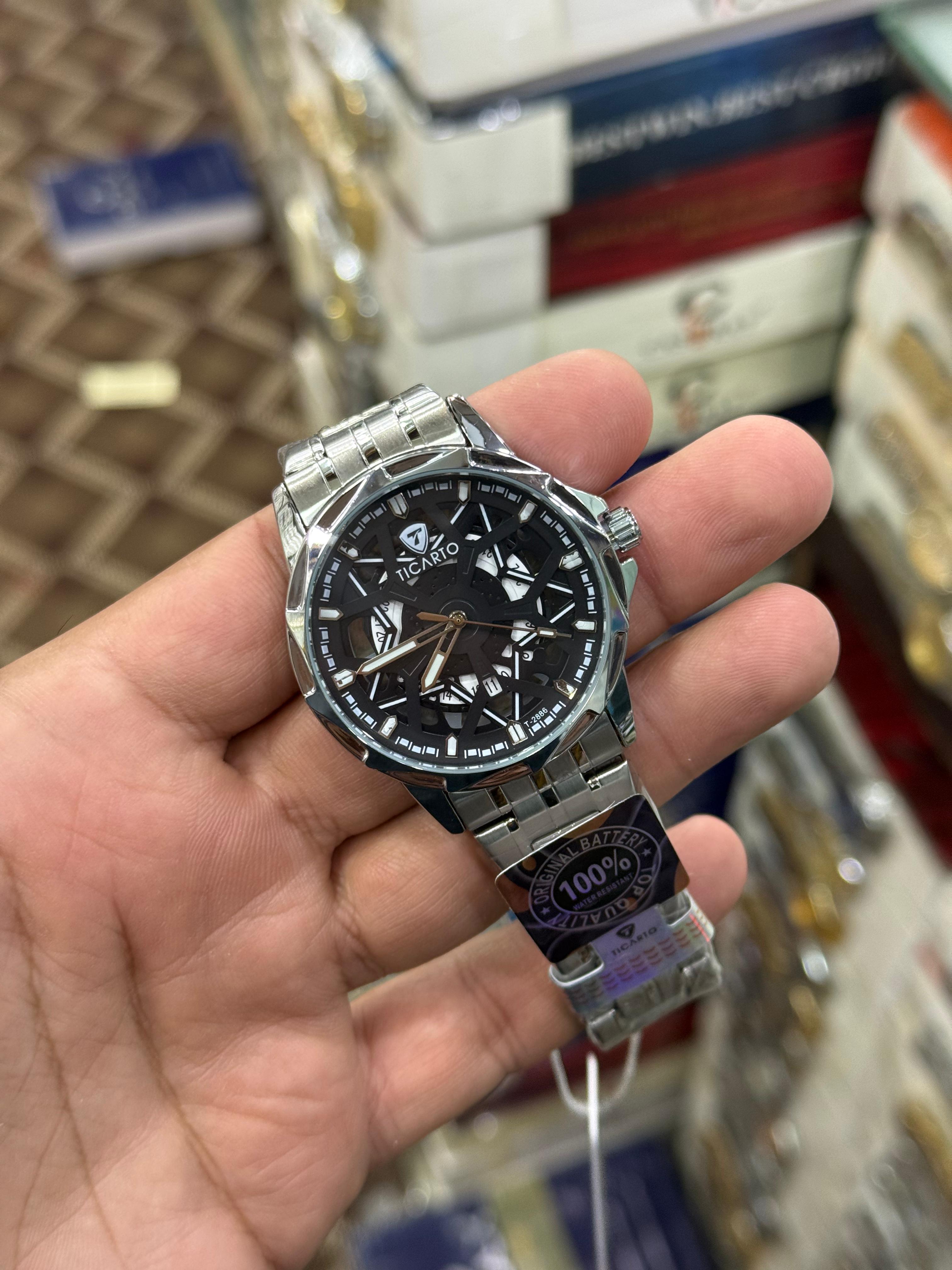 Ticarro  Skeleton Dial Stainless Steel Watch – Premium Luxury Men’s Timepiece