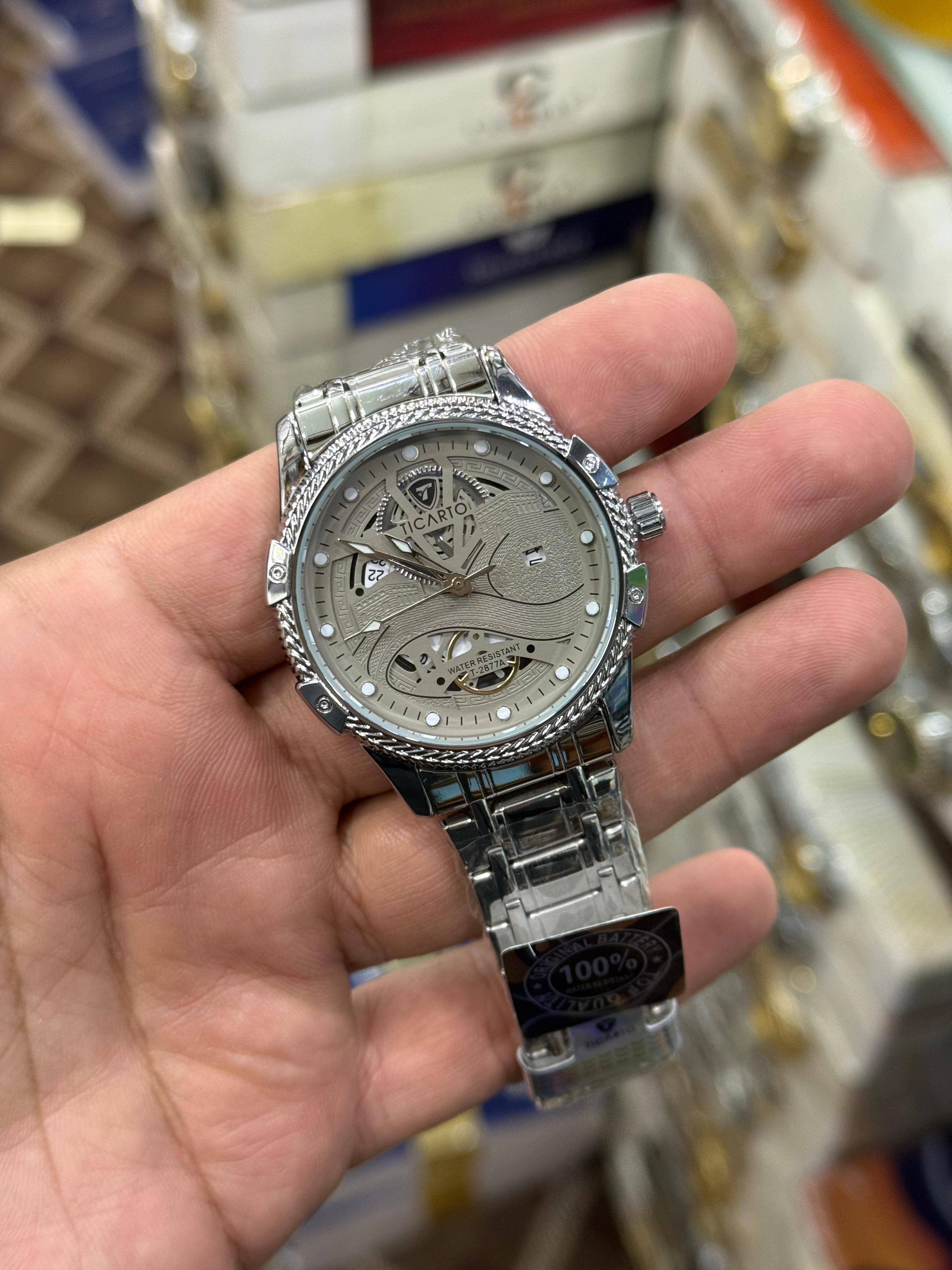 Ticarro  Skeleton Dial Stainless Steel Watch – Premium Luxury Men’s Timepiece