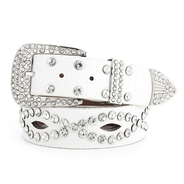 Fashionable And Versatile White Decorative Ladies Korean Jeans Wide Belt