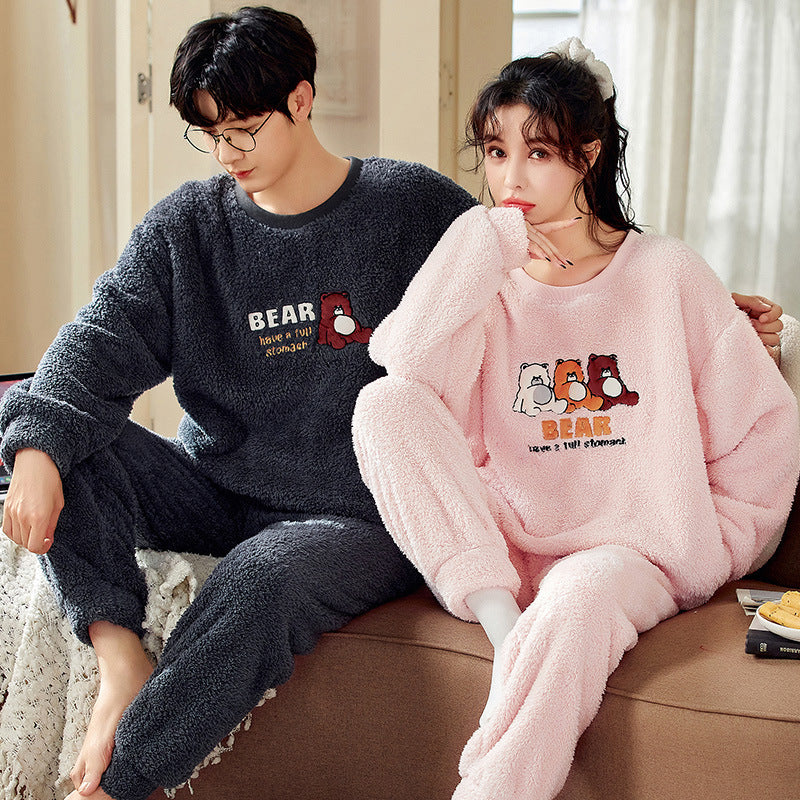 Coral Fleece Couple Household Velvet Pajamas