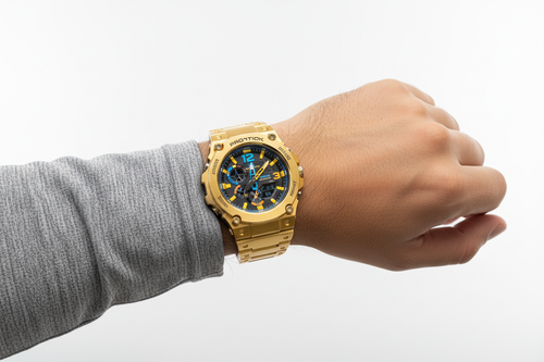 Gold G-Shock style watch on wrist