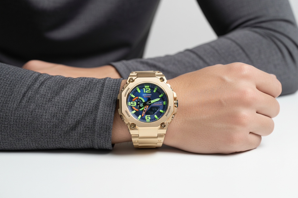 Light Gold G-Shock style watch on wrist
