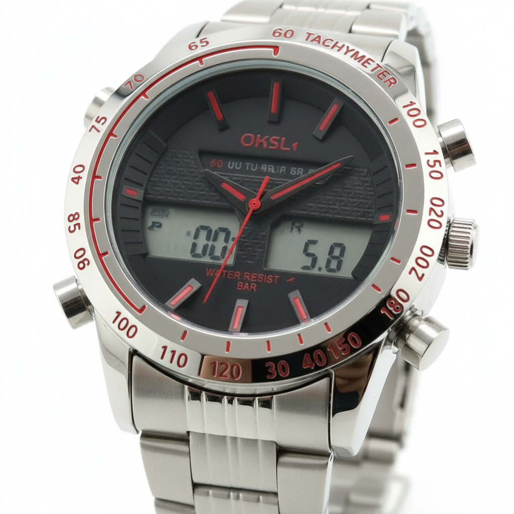 Dual Display Sports Watch - Analog Digital Chronograph Men's Watch
