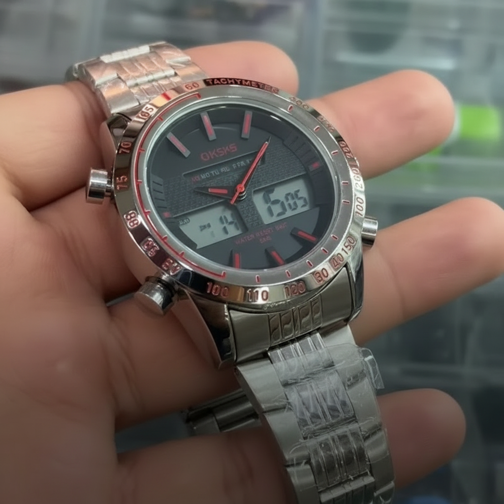 Dual Display Sports Watch - Analog Digital Chronograph Men's Watch