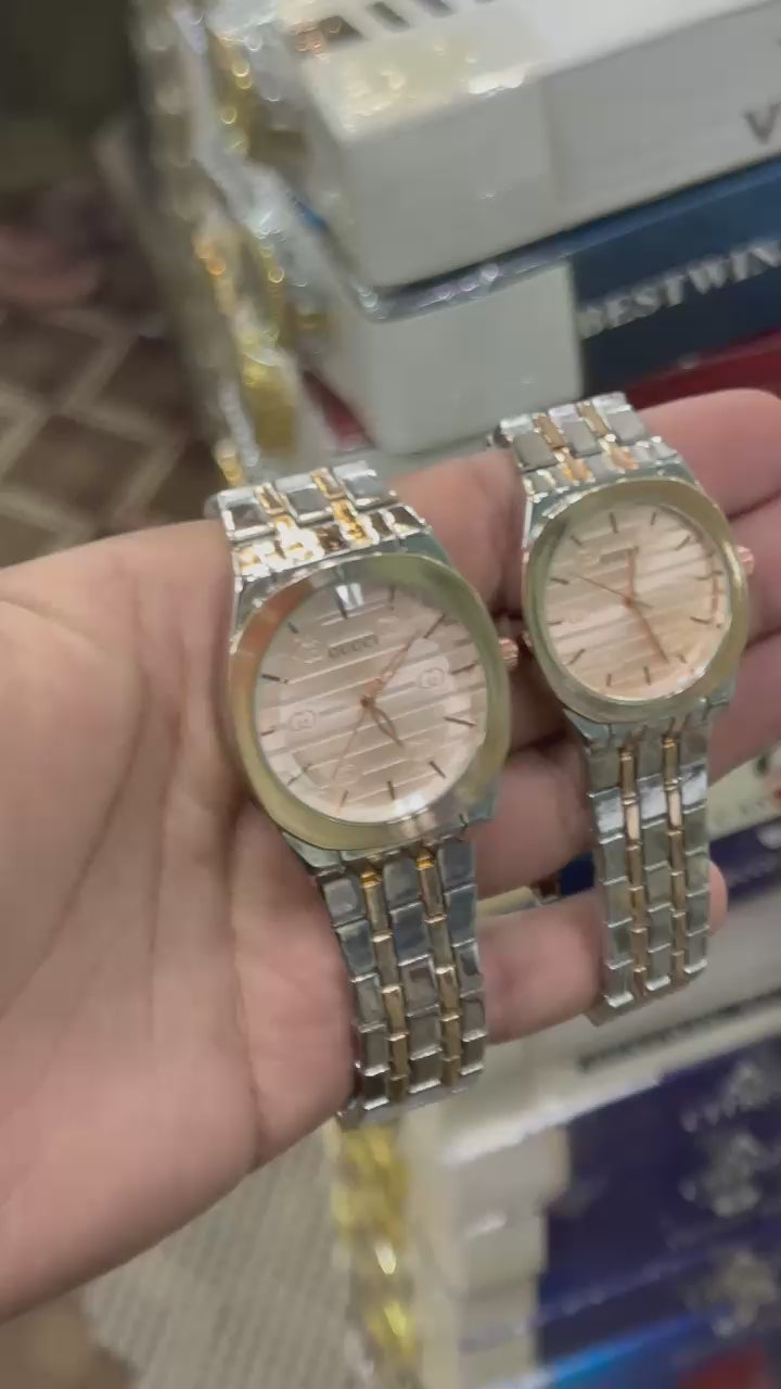 Couple Watch Set – Elegant Stainless Steel His & Her Luxury Timepieces